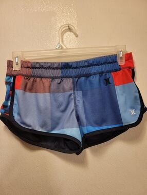 Hurley Women’s Blue and Red Colorblock Athletic Shorts
